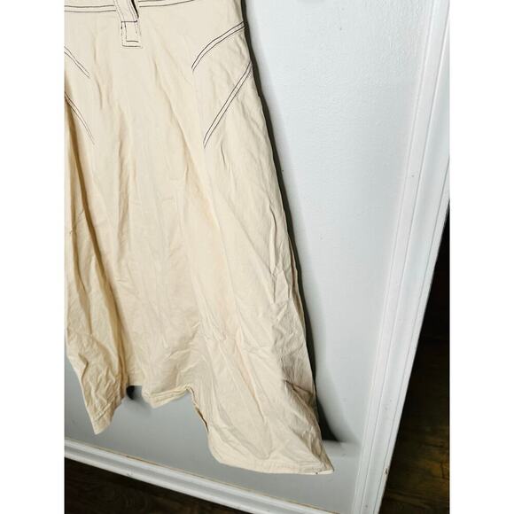 ROSETTA GETTY Beige Twill Cotton Short Sleeve Button Front Dress Size 6 - Picture 8 of 11